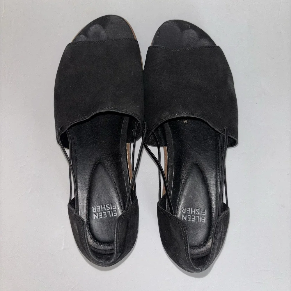 Eileen Fisher Ken Tumbled Nubuck Sandals In Black Women's Size: 8.5